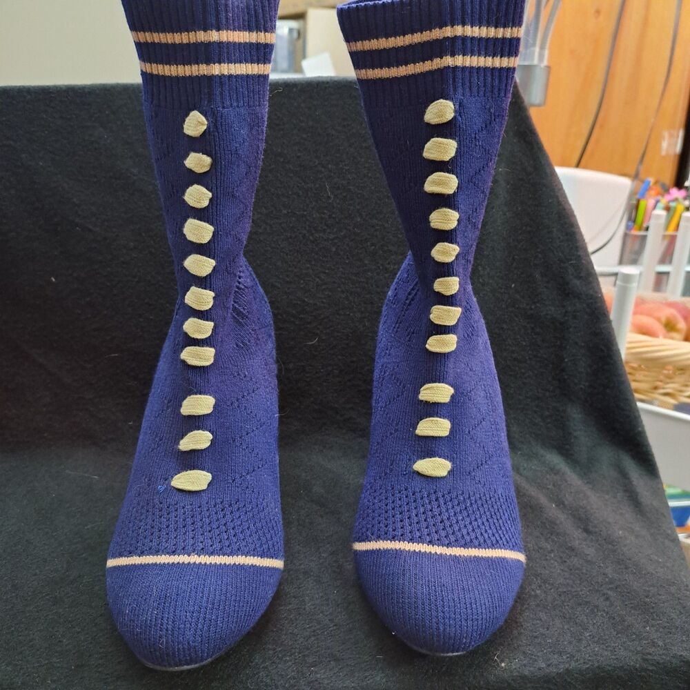 Cape Robbin Women's Boot Perry Sock Bootie blue S 7.5 Blue suede heal Block Heal